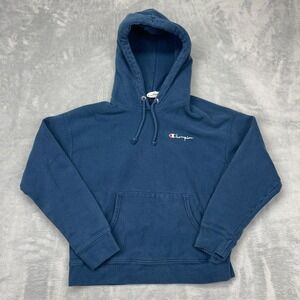 Champion Reverse Weave Hoodie Womens Large Blue Regular Long Sleeve Drawstring